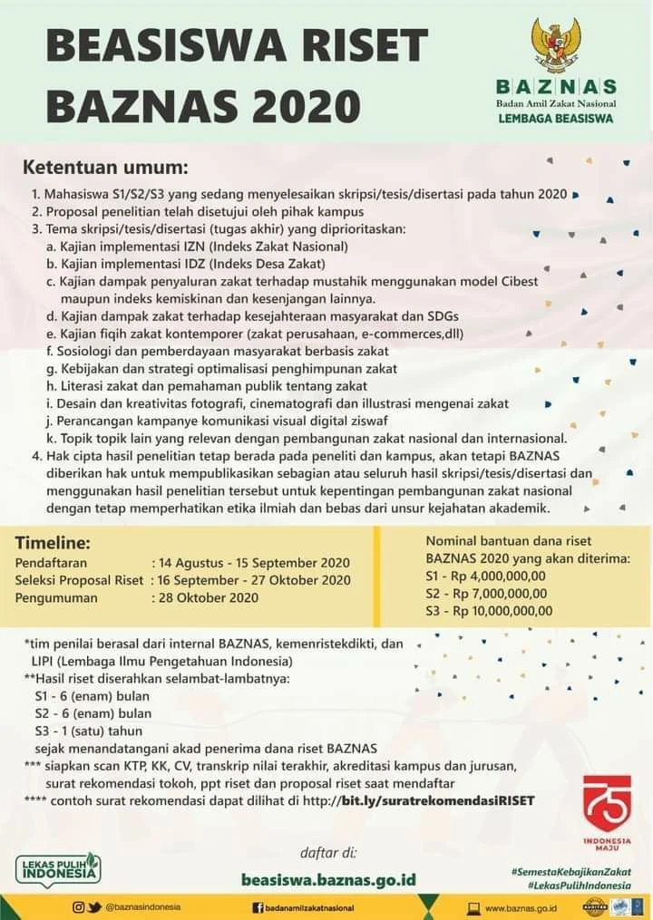 Beasiswa Baznas Mahasiswa Kurang Mampu untuk Generasi Unggul 2026