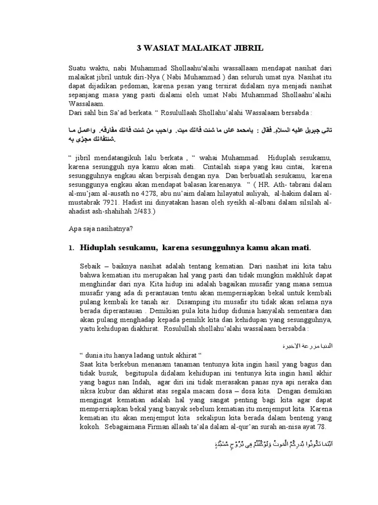 Nasihat dari Malaikat Jibril untuk Umat Islam: Panduan Hidup